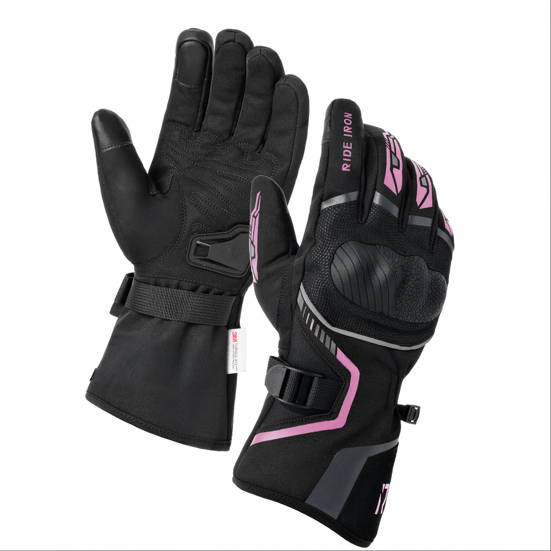 RIDEIRON Pink Urban waterproof winter motorcycle gloves