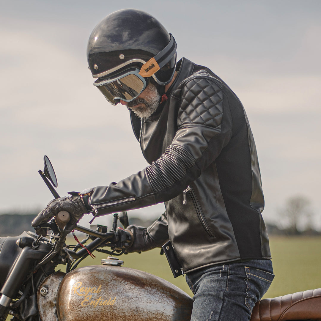 RIDEIRON Classic PU Leather Breathable Protective Riding Jacket