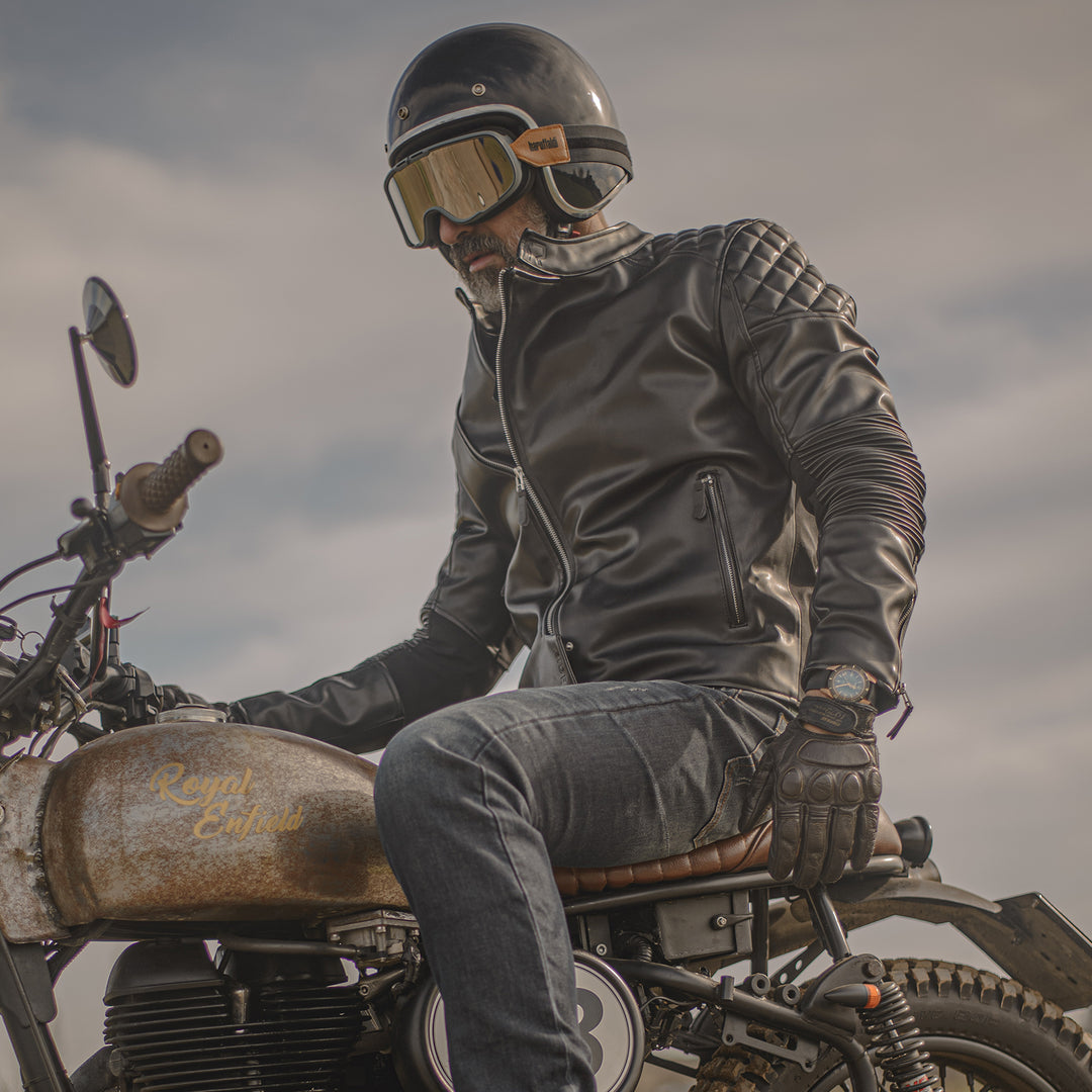 RIDEIRON Classic PU Leather Breathable Protective Riding Jacket