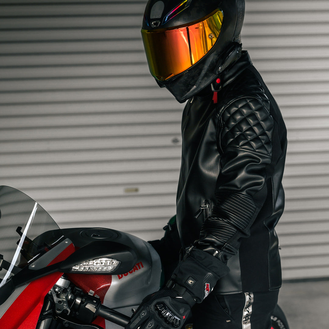 RIDEIRON Classic PU Leather Breathable Protective Riding Jacket