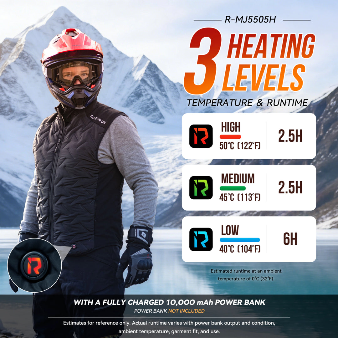 RIDEIRON USB-Powered Smart Heated Motorcycle Vest | MJ5505H