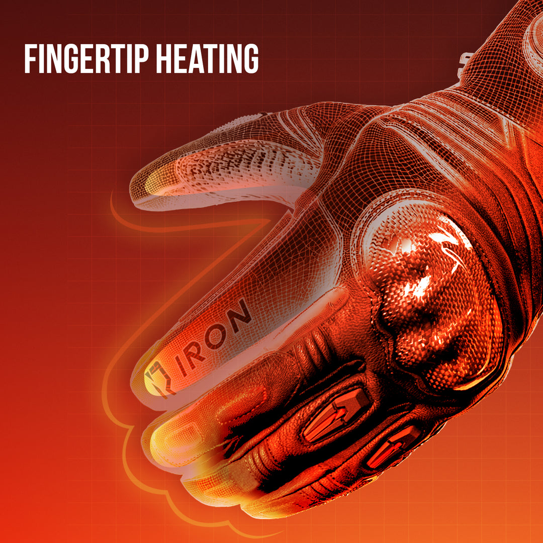 RIDEIRON Winter Waterproof Goatskin Smart Heated Motorcycle Gloves with 4000mAh Battery | MG7506H