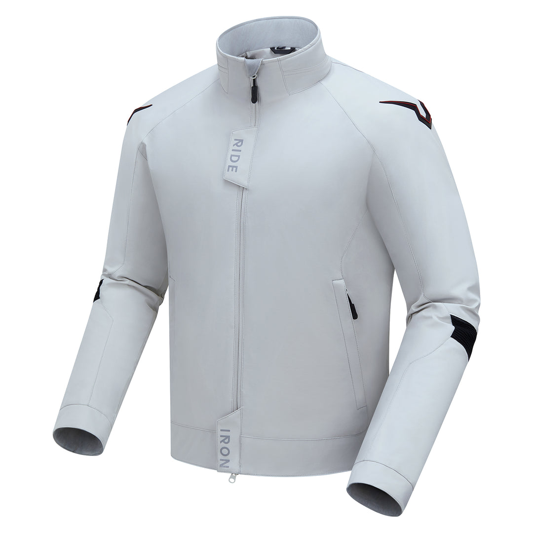 All-season white motorcycle jacket with removable thermal liner
