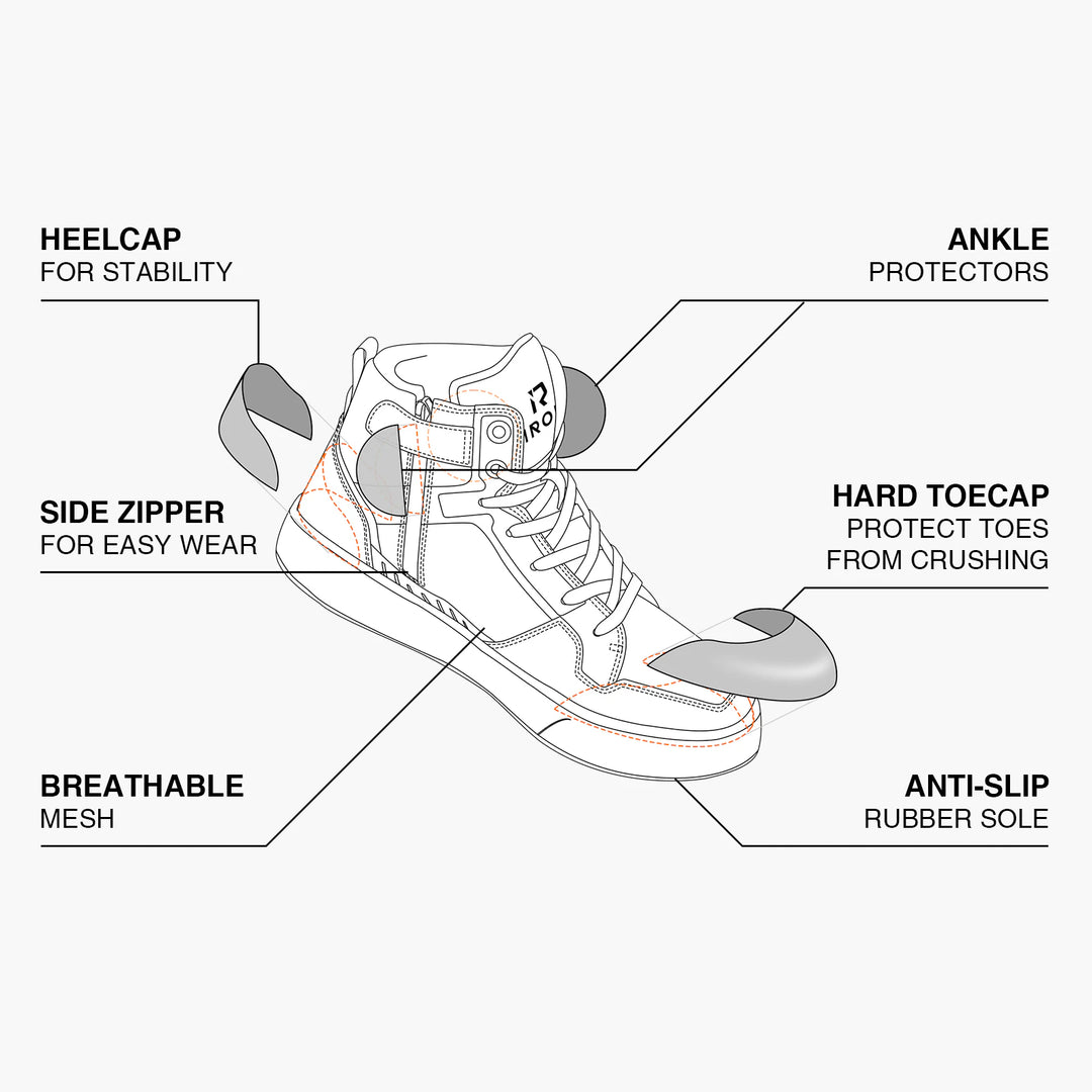 RIDEIRON Classic Black Breathable Anti-Slip Protective Riding Shoes | MS6001