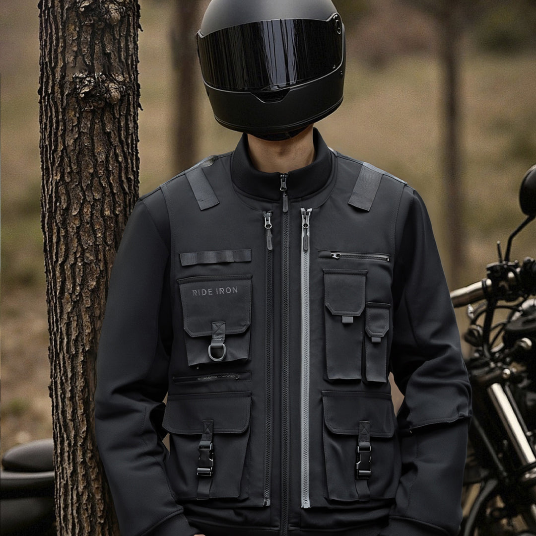 Mens Durable motorcycle jacket with removable insulatedl liner