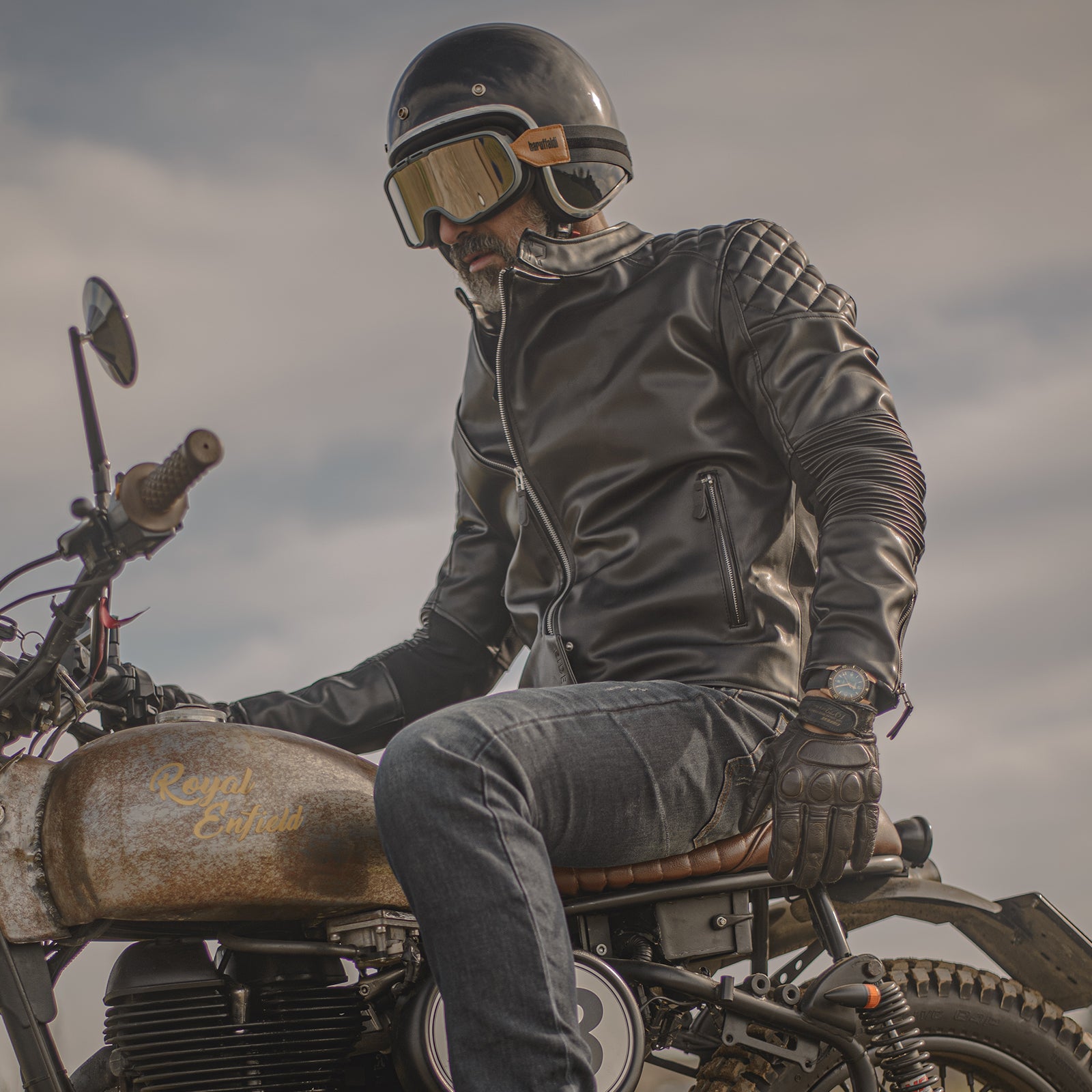 RIDEIRON Classic PU Leather Breathable Protective Riding Jacket