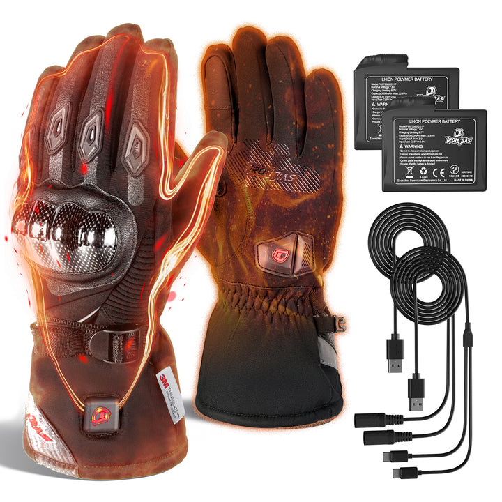 RIDEIRON Winter Waterproof Rechargeable Heated Motorcycle Gloves | AXE02H