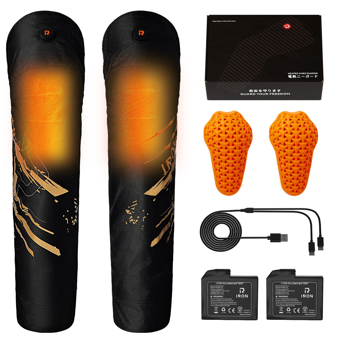RIDEIRON Rechargeable Waterproof Heated Motorcycle Knee Pads | MA9001H