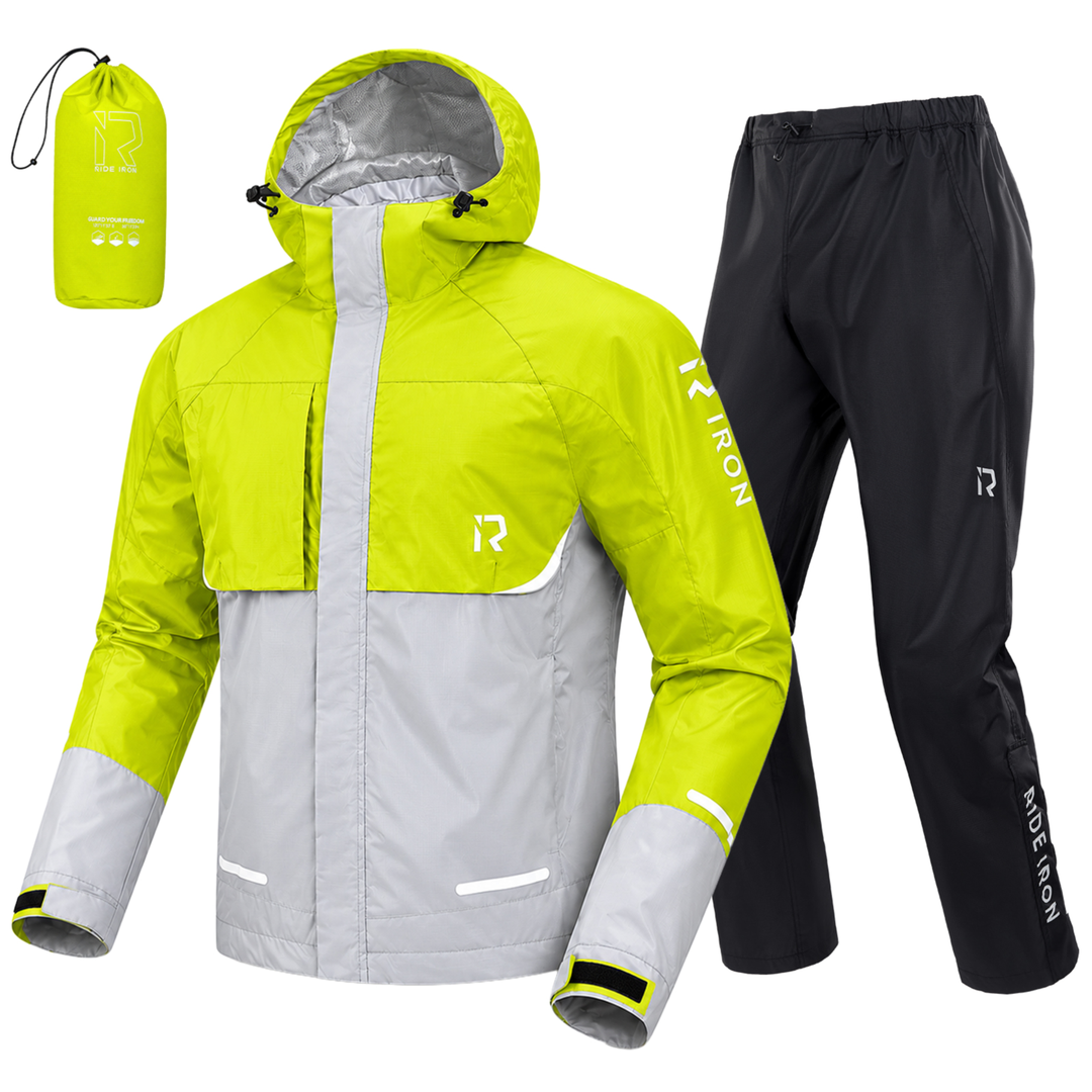 RIDEIRON Waterproof Breathable Hooded Motorcycle Rain Suit | MJ5005