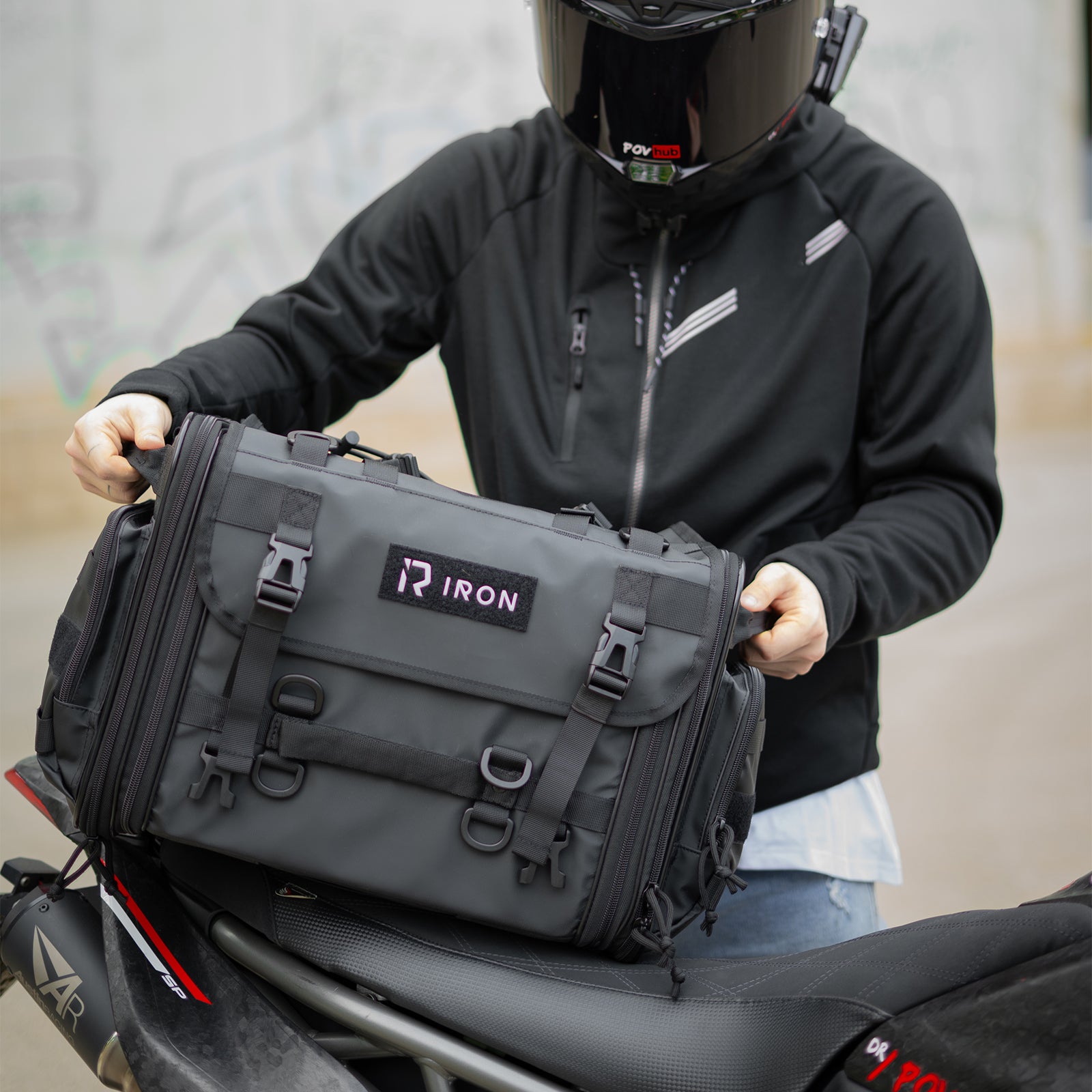 RIDEIRON Expandable Motorcycle Travel Luggage Tail Bag | MB8001