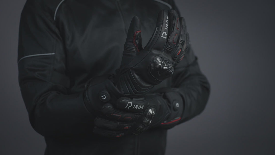 RIDEIRON Winter Waterproof Goatskin Smart Heated Motorcycle Gloves with 4000mAh Battery | MG7506H