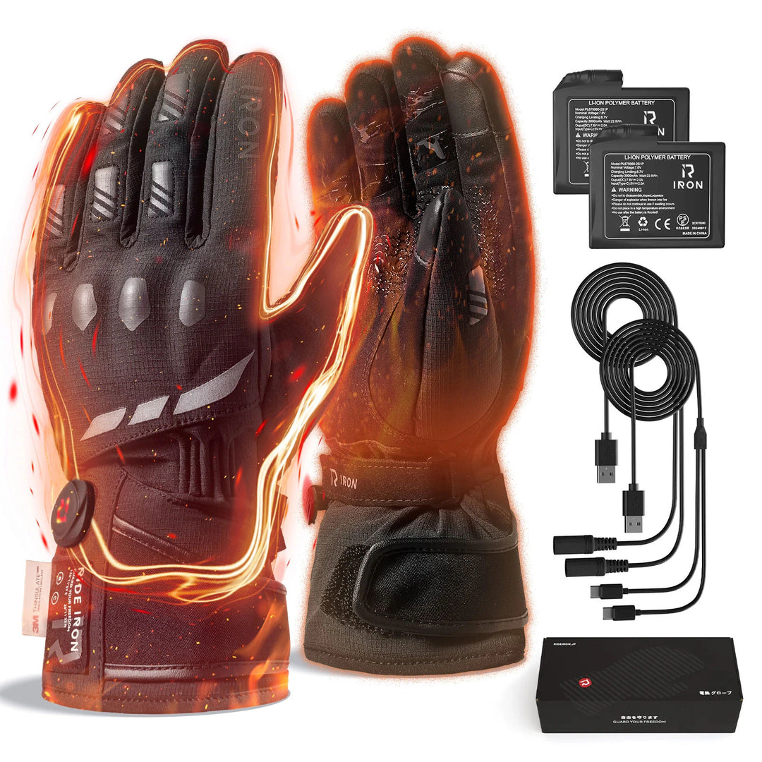 RIDEIRON Winter Waterproof Rechargeable Intelligent  Heated Motorcycle Gloves | MG7502H